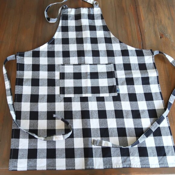 NOW Designs Chefs Apron Bistro Kitchen Black & White - Picture 1 of 6